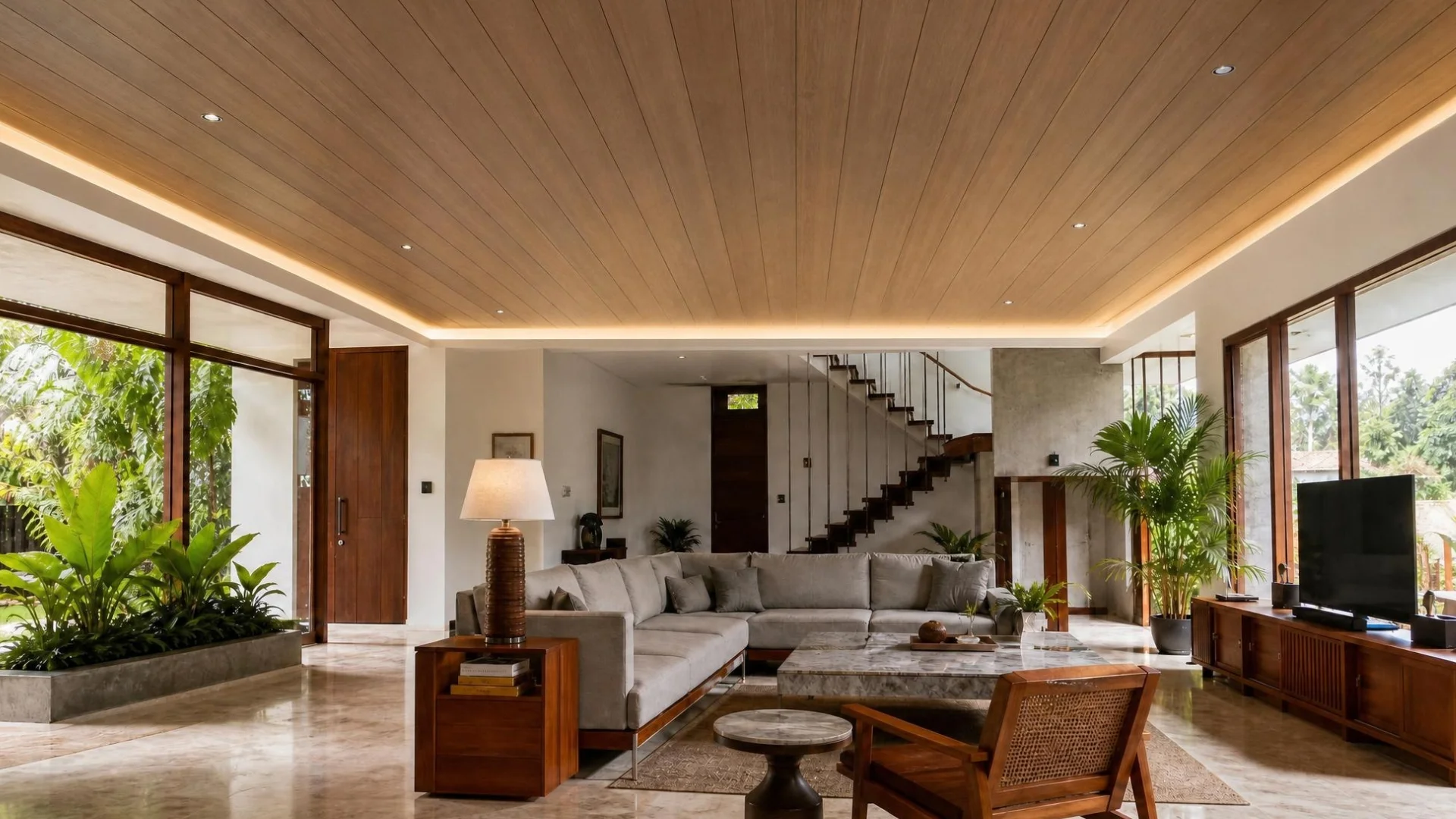 Home 7 Living Room with i-Panel PVC Ceiling